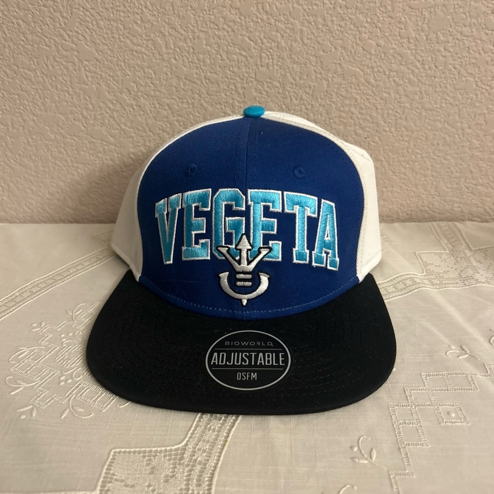 DragonBall Z Anime-Vegeta Saga-Flatbill Snapback  Cap- With Tags- Blue/White
